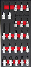 T33236 Набор головок со вставками шестигранники и TORX 1/2", 23пр., в мягком ложементе